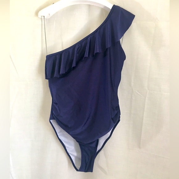 Cupshe one shoulder navy blue swimsuit - Picture 1 of 5